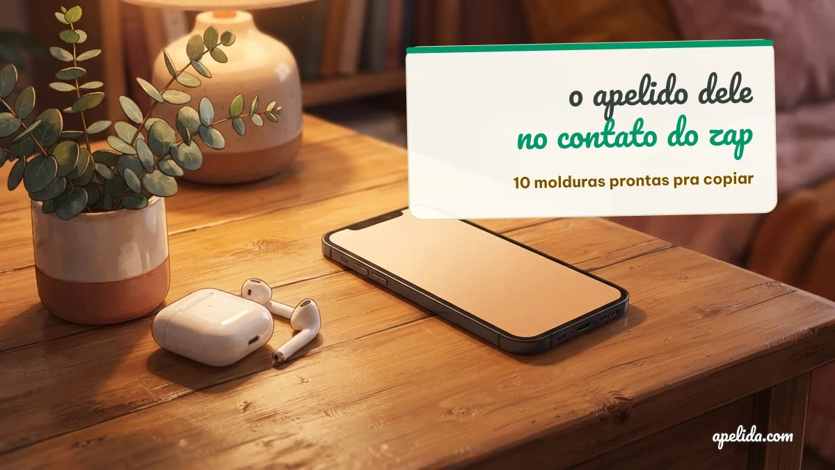 Celular sobre mesa de madeira ao lado de fones, para salvar o apelido do namorado no contato