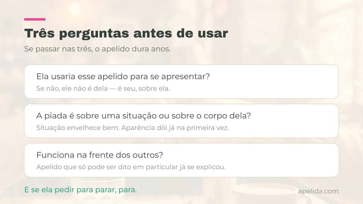 Tres perguntas para saber se um apelido de zoeira para amiga funciona ou ofende