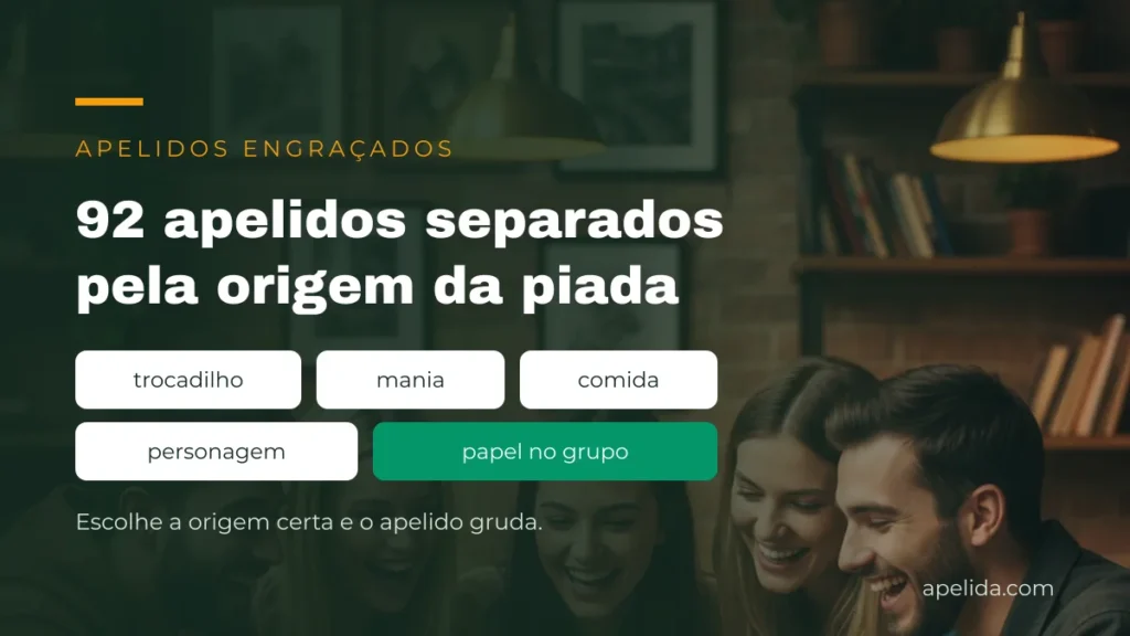 Grupo de amigos rindo — apelidos engraçados separados pela origem da piada