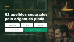 Grupo de amigos rindo — apelidos engraçados separados pela origem da piada