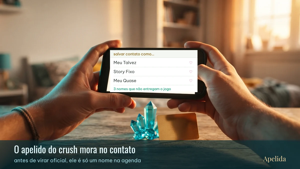 Celular mostrando a agenda com apelidos para crush salvos no contato