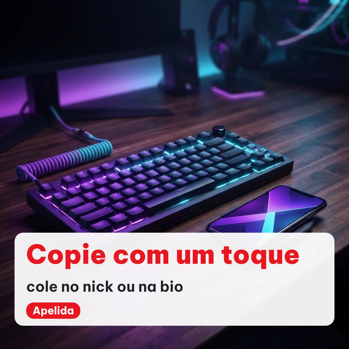Copie letras bonitas com um toque e cole no nick de jogo